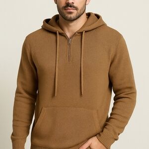 Coofandy Knit Hoodie Sweater Tan XXL NWT